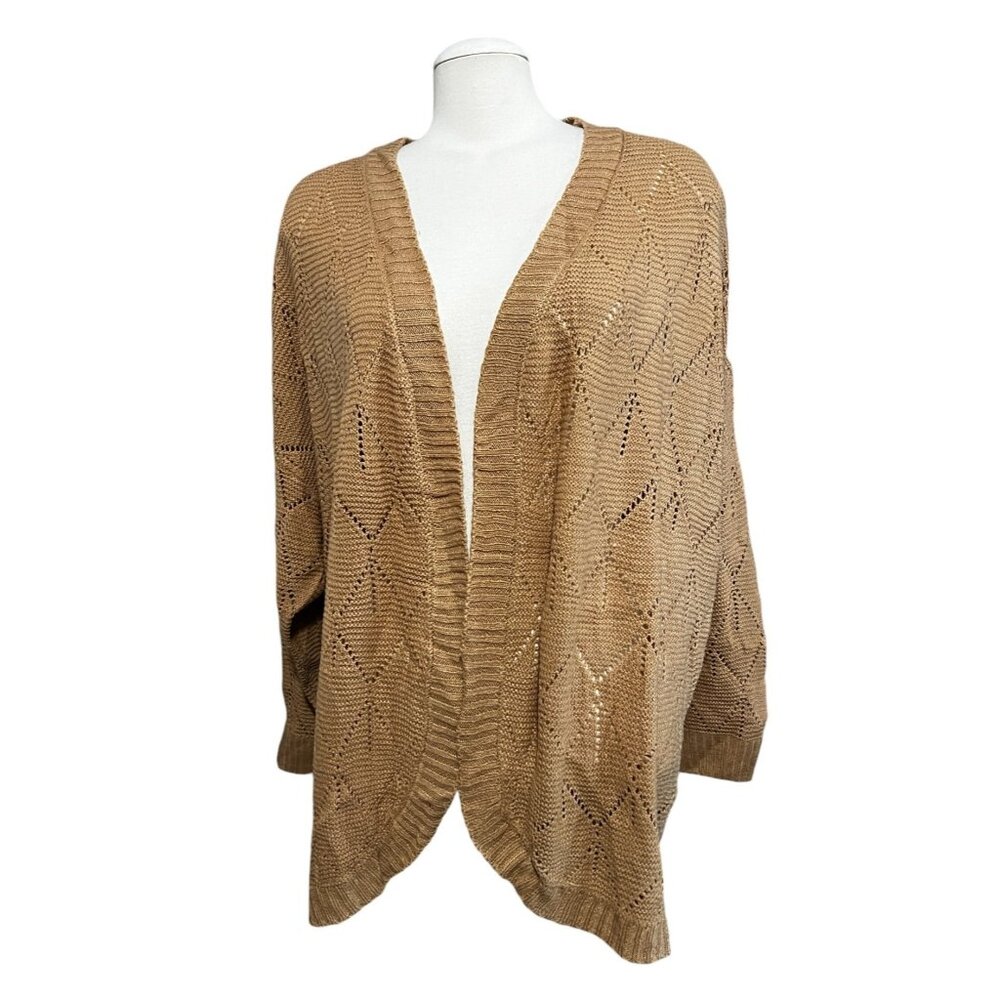 BloomChic Open Front Knit Cardigan Sweater w/ Pockets Sz 26 (4XL) Beige